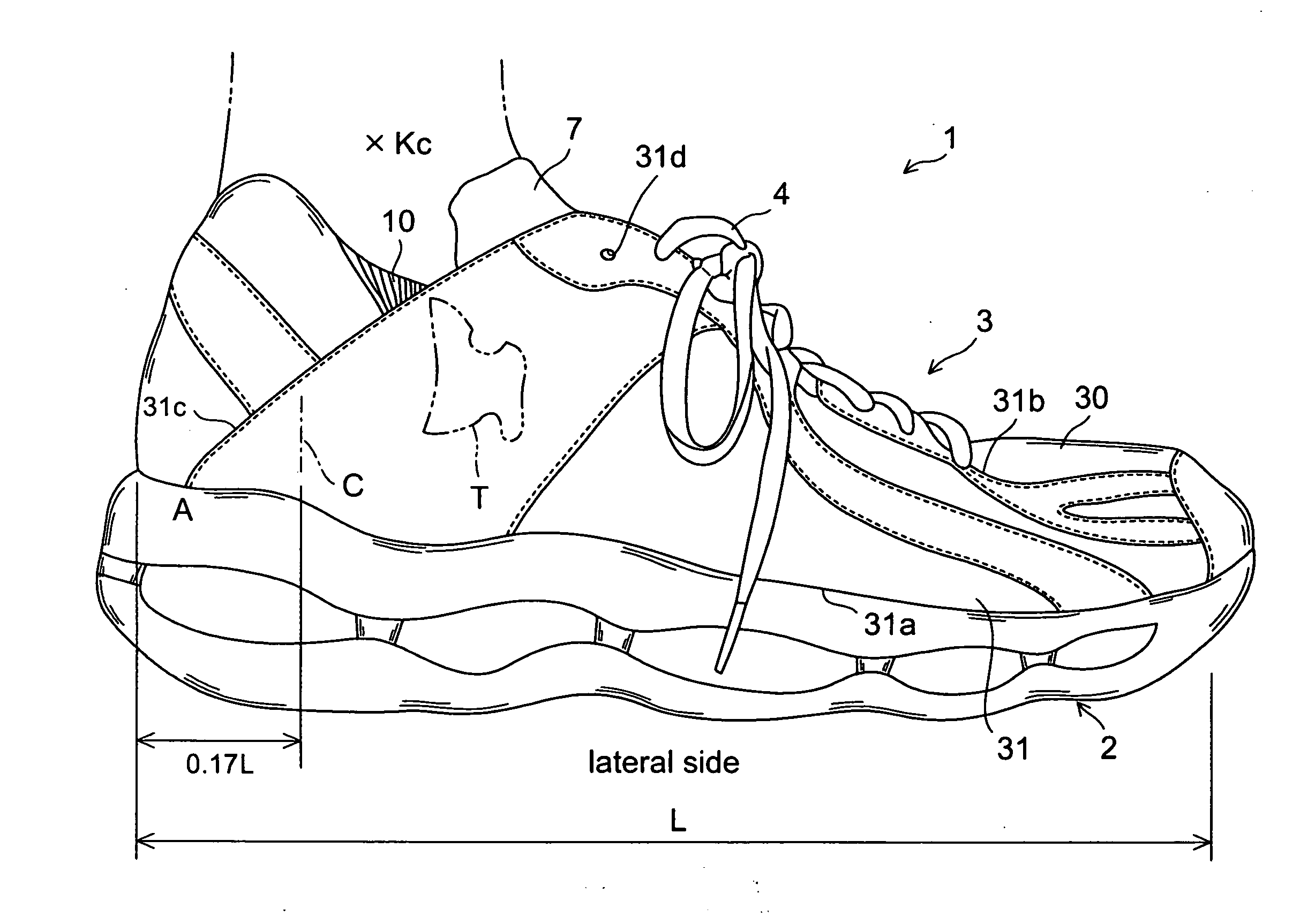 Upper structure for a shoe