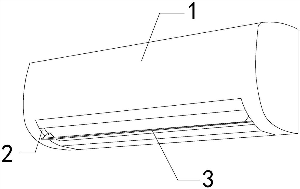 A wall-mounted air conditioner indoor unit with fins and blades to prevent temperature difference condensation