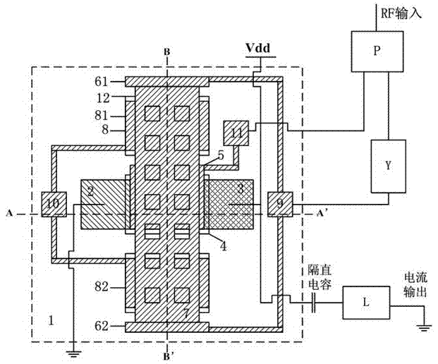 Micromechanical silicon-based clamped beam-based frequency detector and detection method