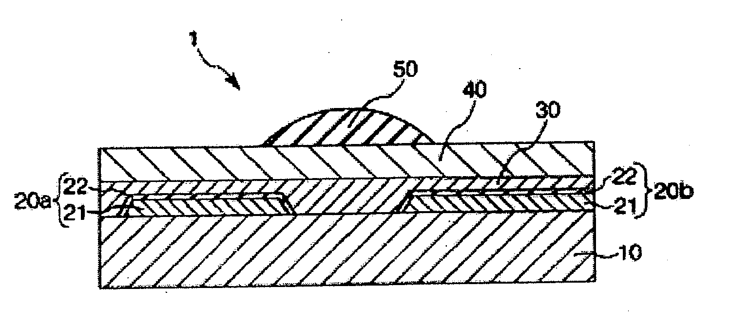 Electrode, method for forming an electrode, thin-film transistor, electronic circuit, organic electroluminescent element, display, and electronic equipment
