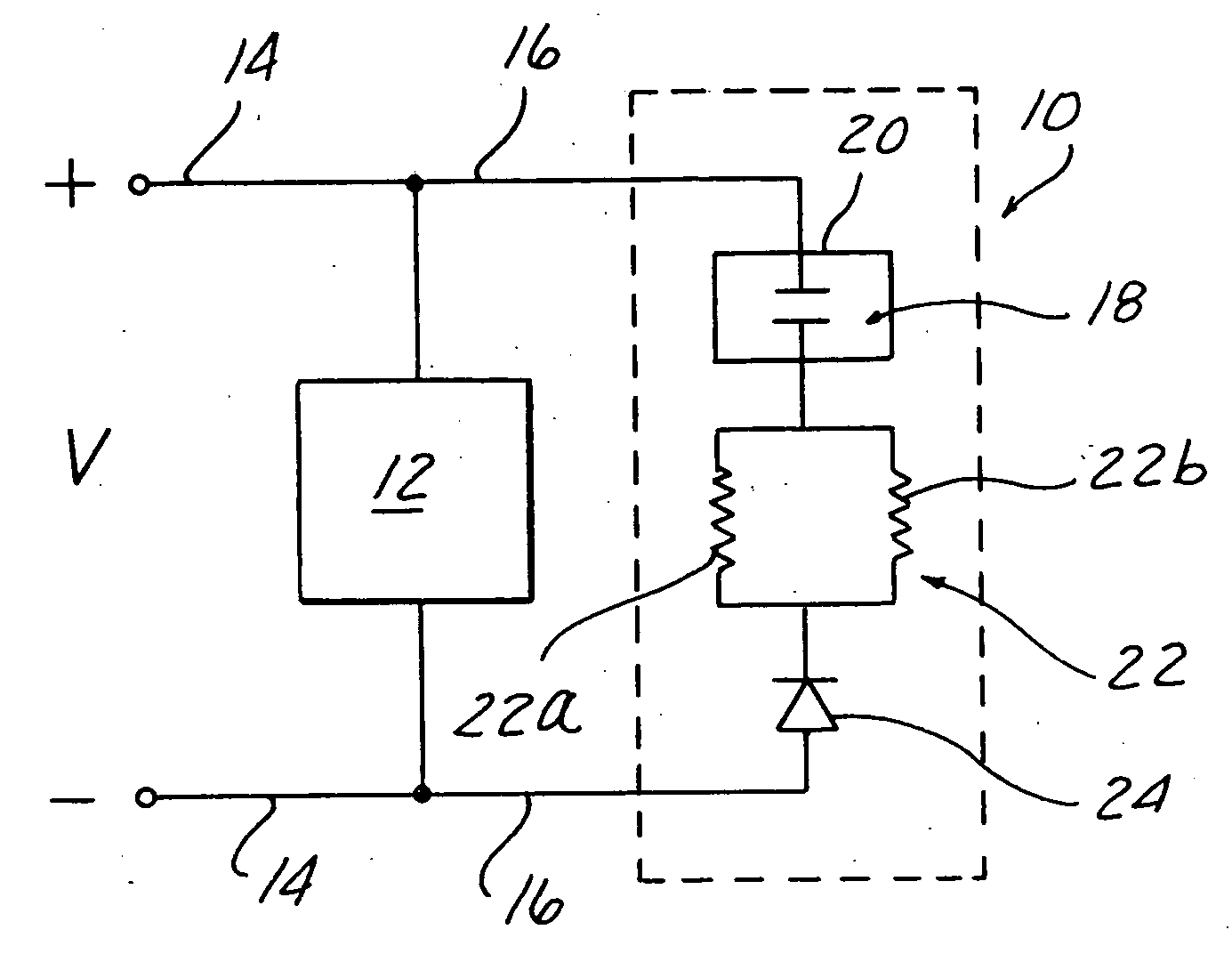 Discharge device for inductive devices