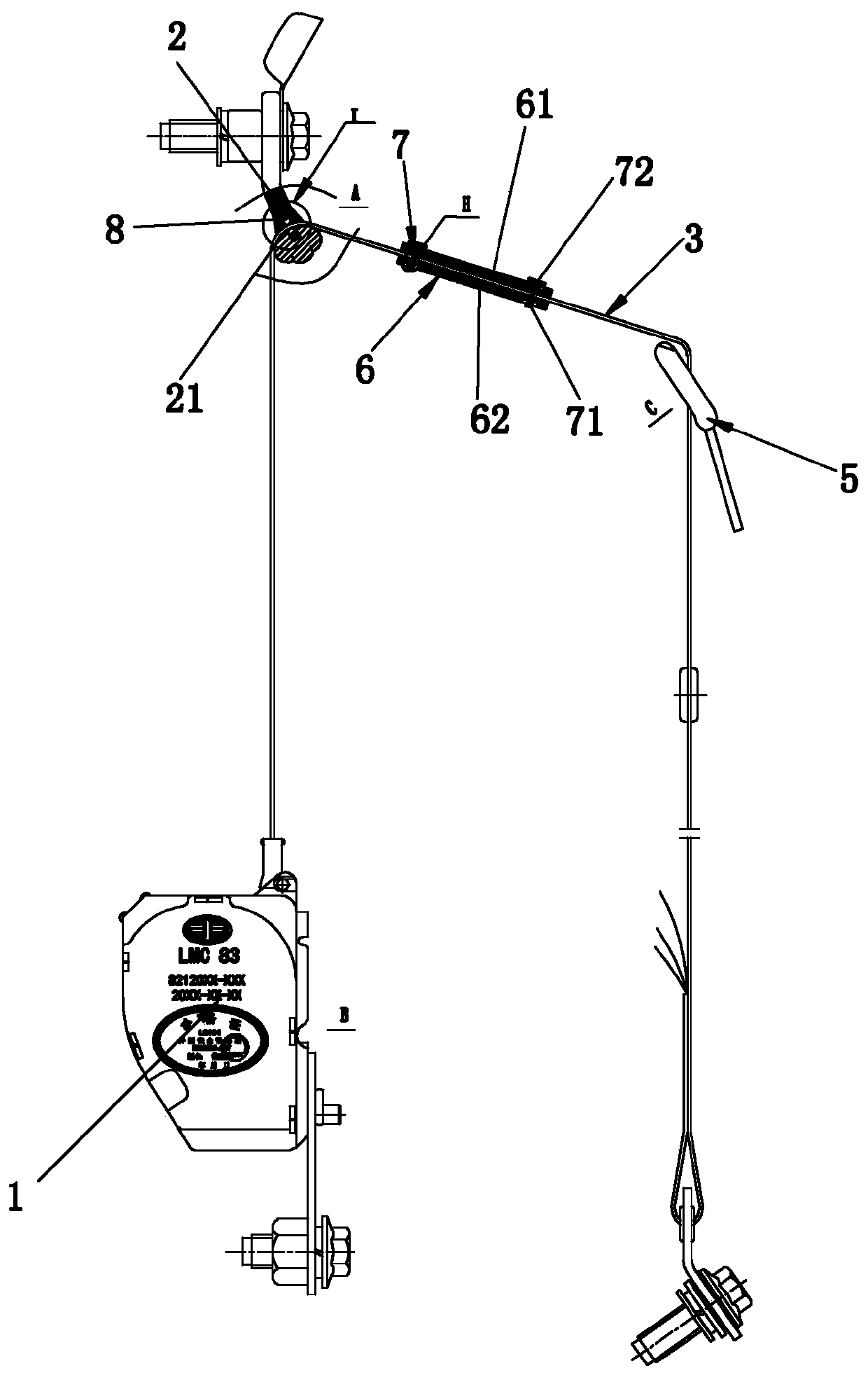 Three-point automobile safety belt