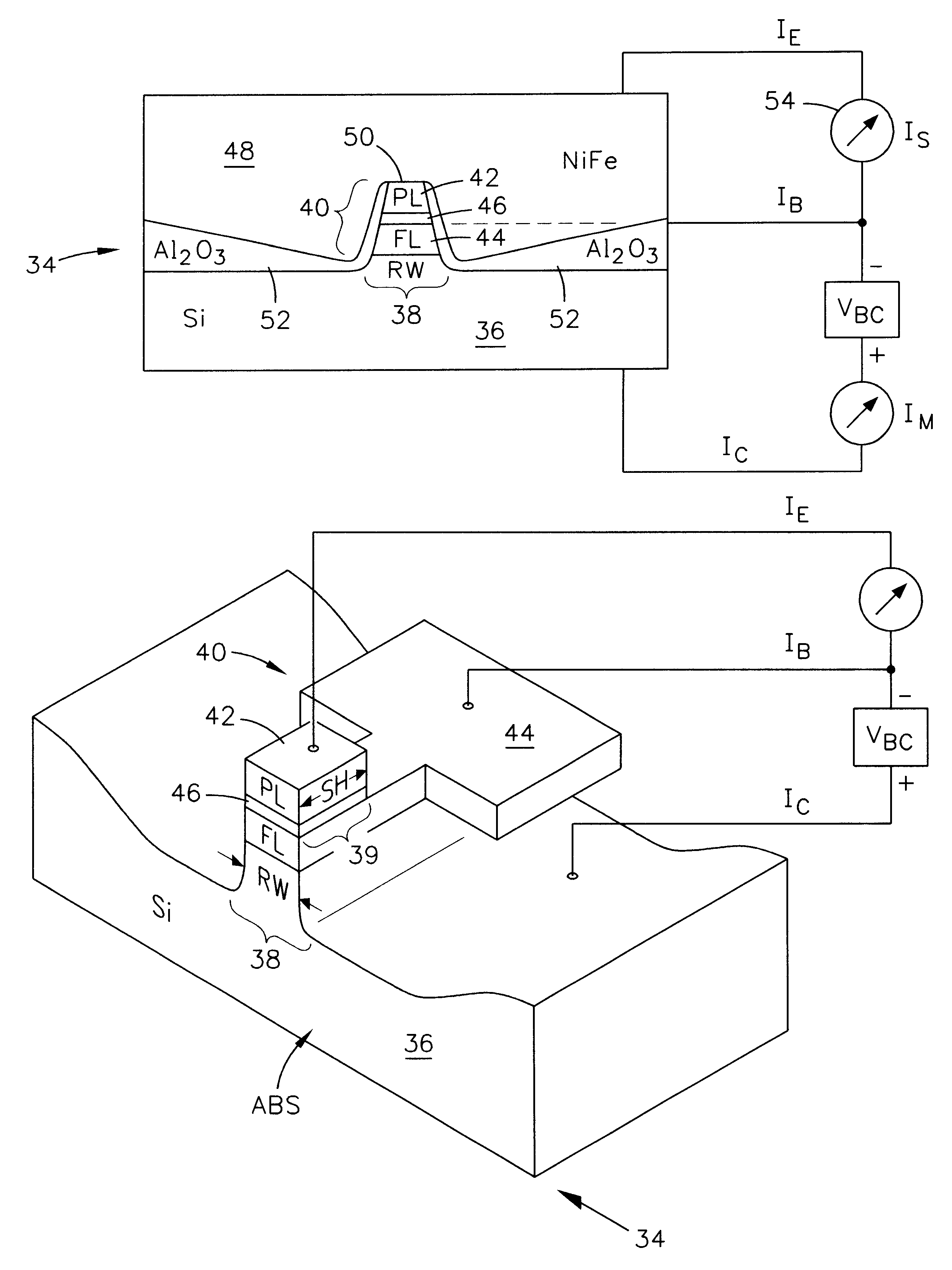 Semiconductor slider with an integral spin valve transistor structure and method for making same without a bonding step