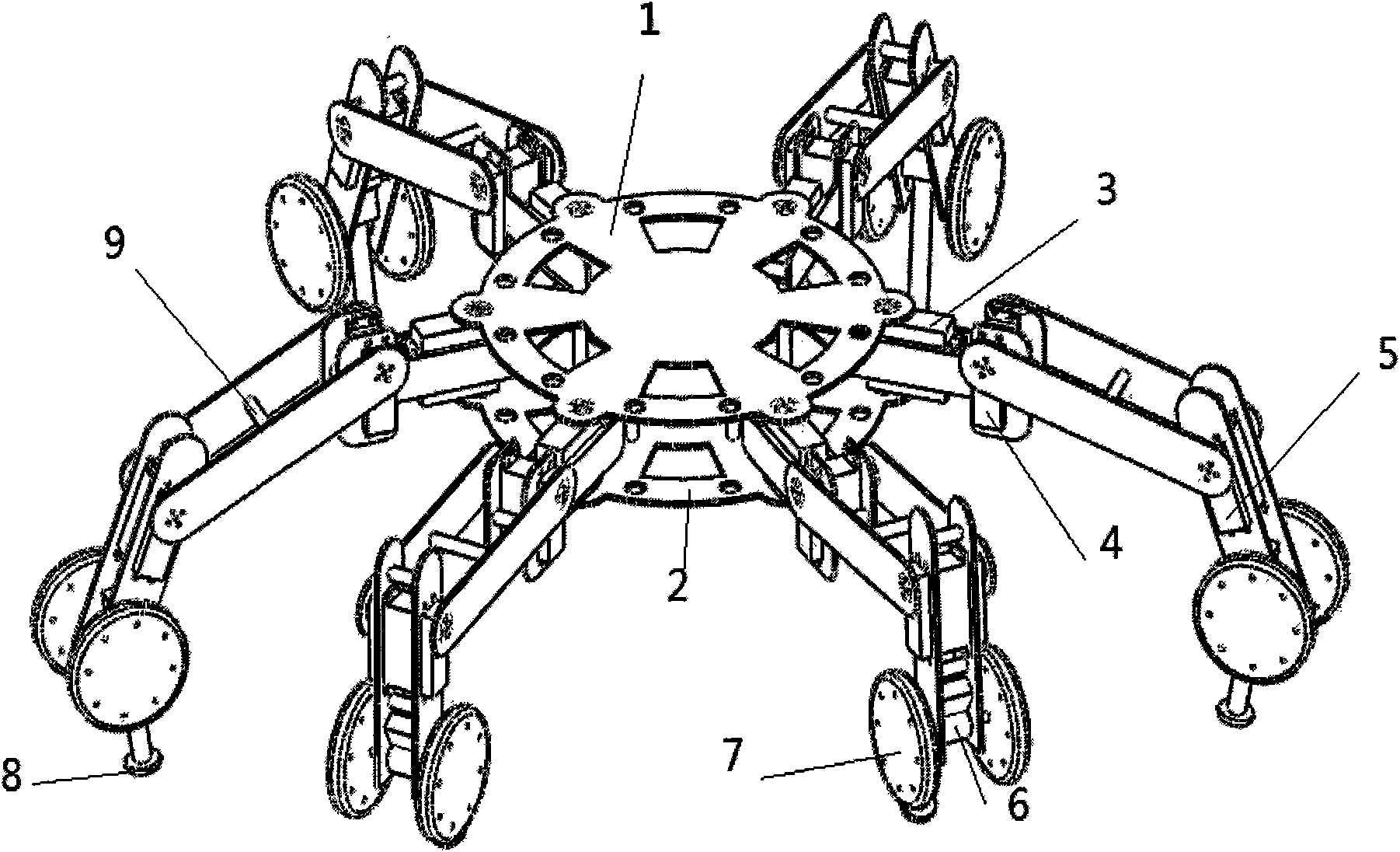 Hexapod universal walking multifunctional moonshot robot