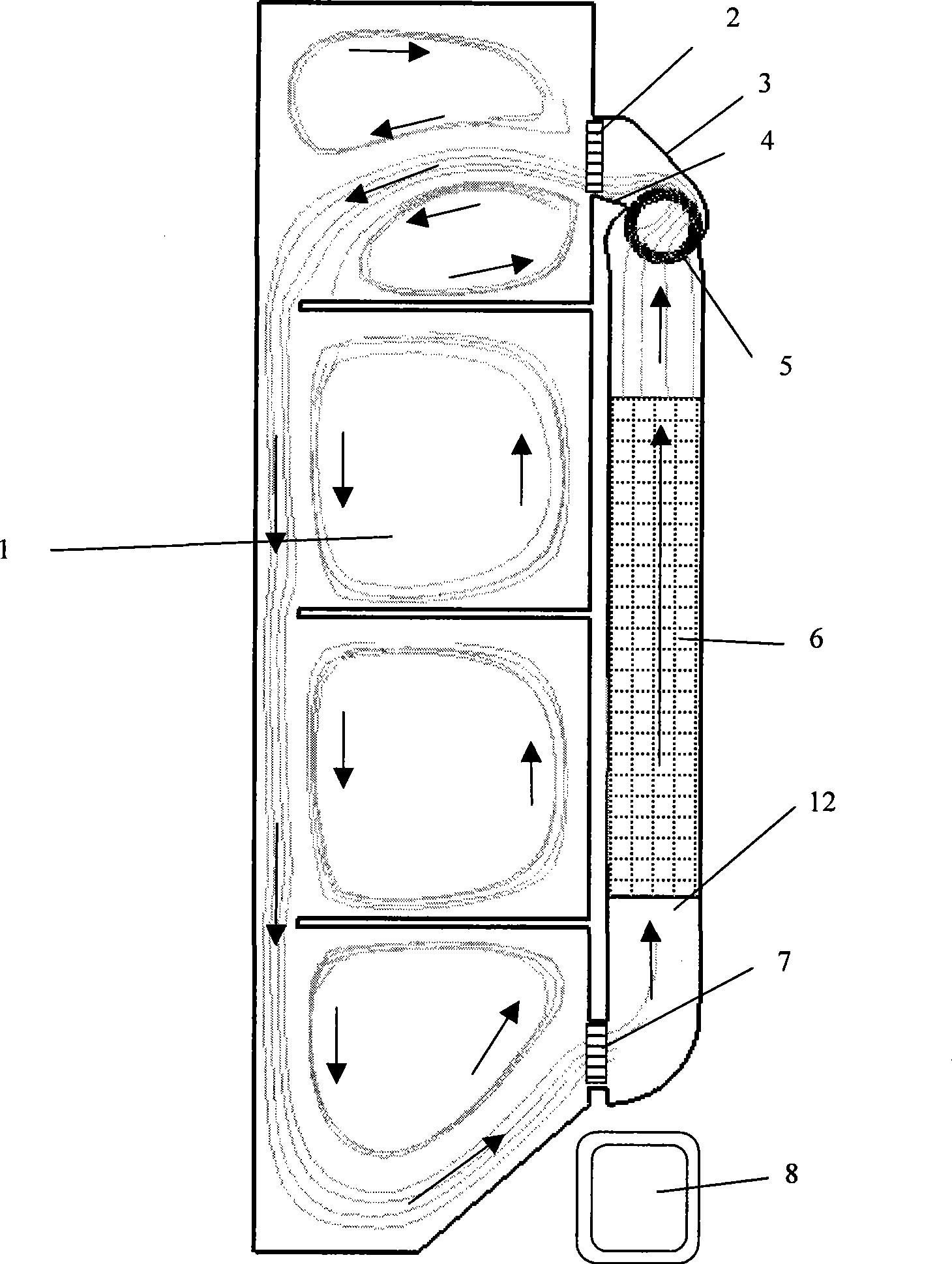 Airflow circulating system used for refrigerator and use thereof