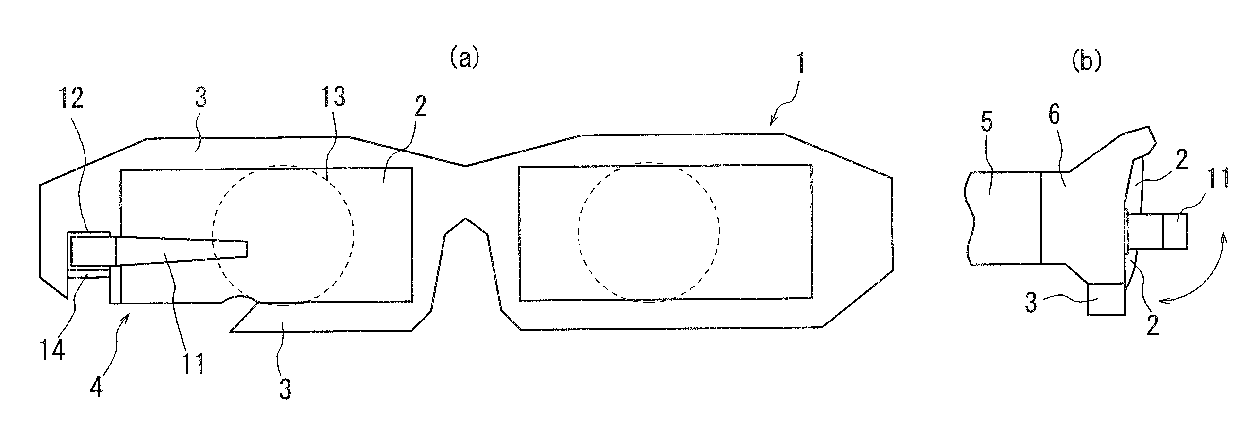 Eyeglass-type image display device and an eyeglass frame used therefor