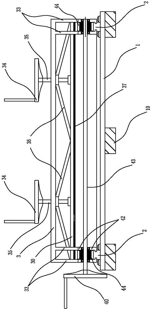 An electrode net tensioning device for preparing upper and lower electrode conductive concrete slabs