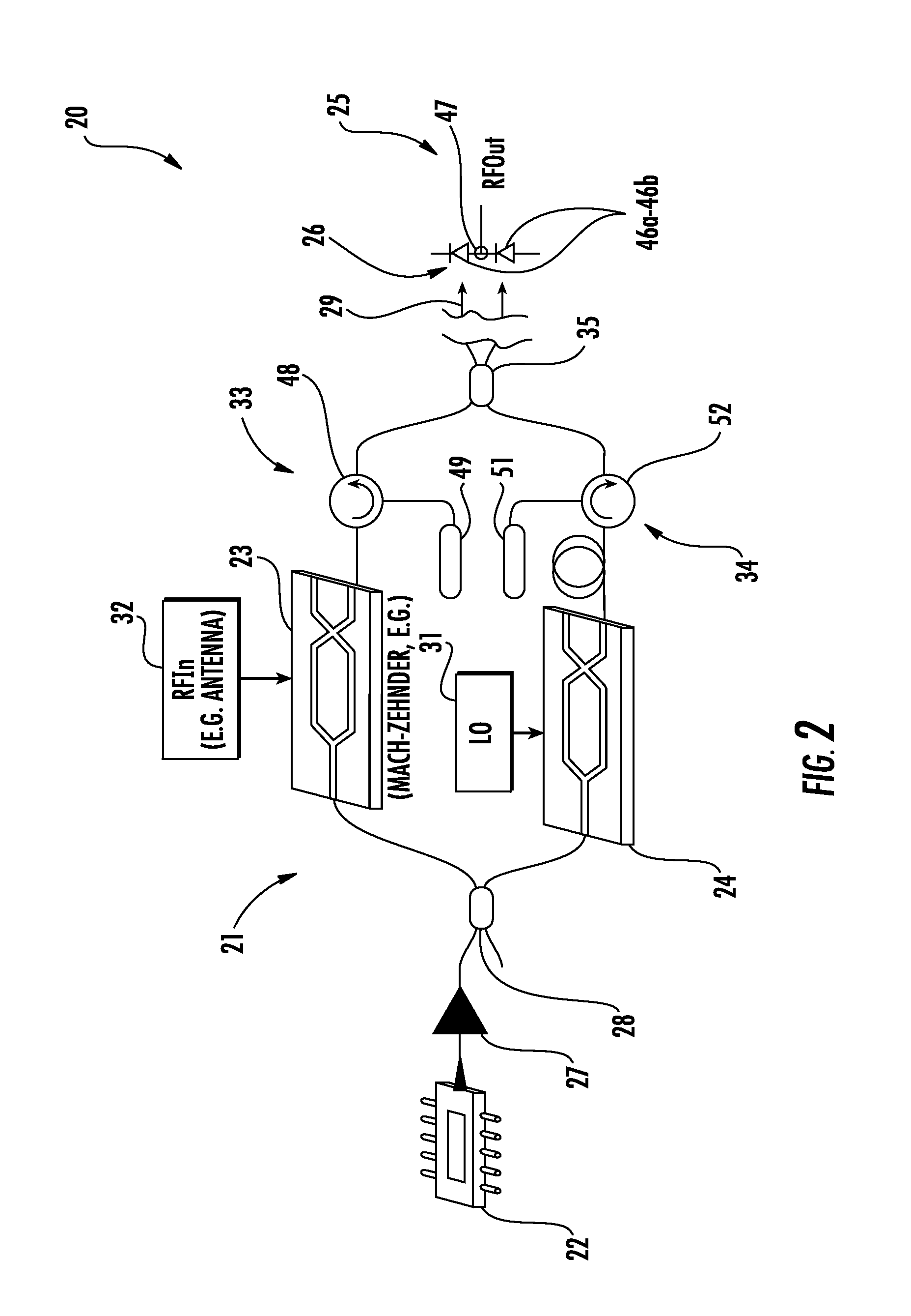 Electro-optic communications device with frequency conversion and related methods