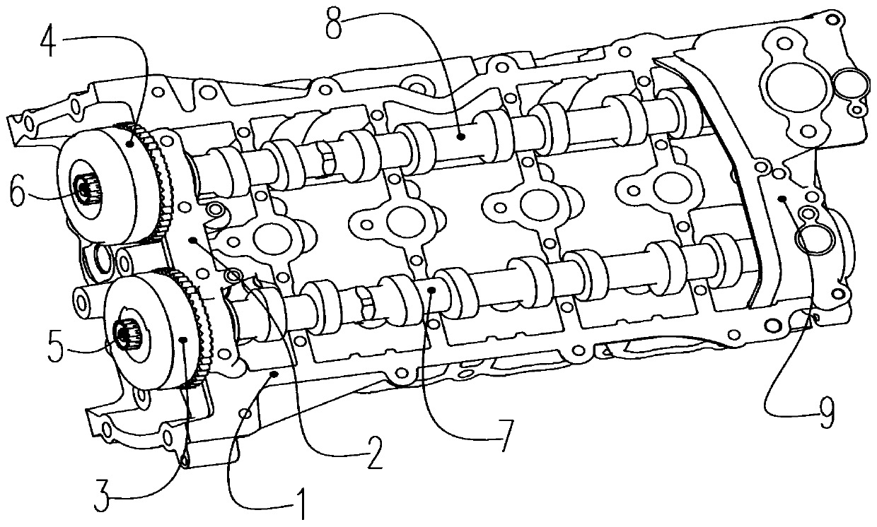 A cylinder head system oil circuit of an automobile engine