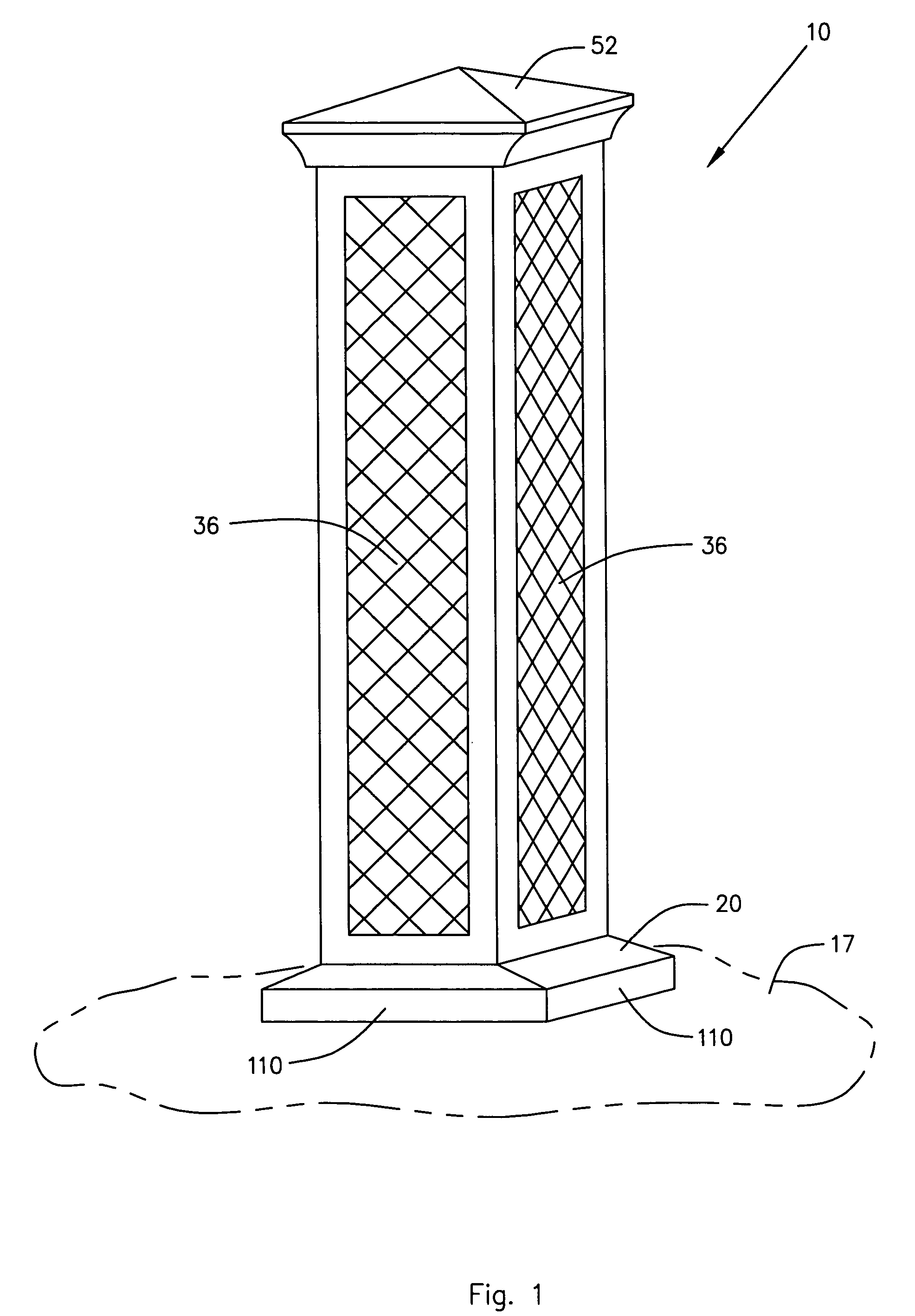 Structural prefabricated column post for securing to the ground