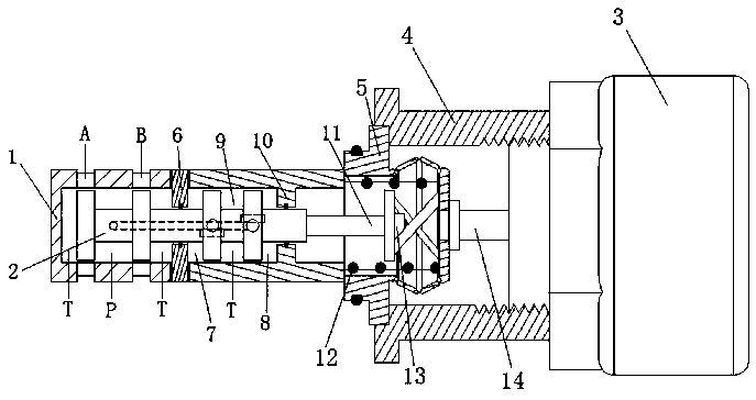 A two-dimensional reversing valve with cover plate cartridge type based on flexible hinge type compression torsion coupling