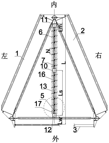 Cooling triangular unit of flow-equalizing louver with louver blades capable of rotating vertically