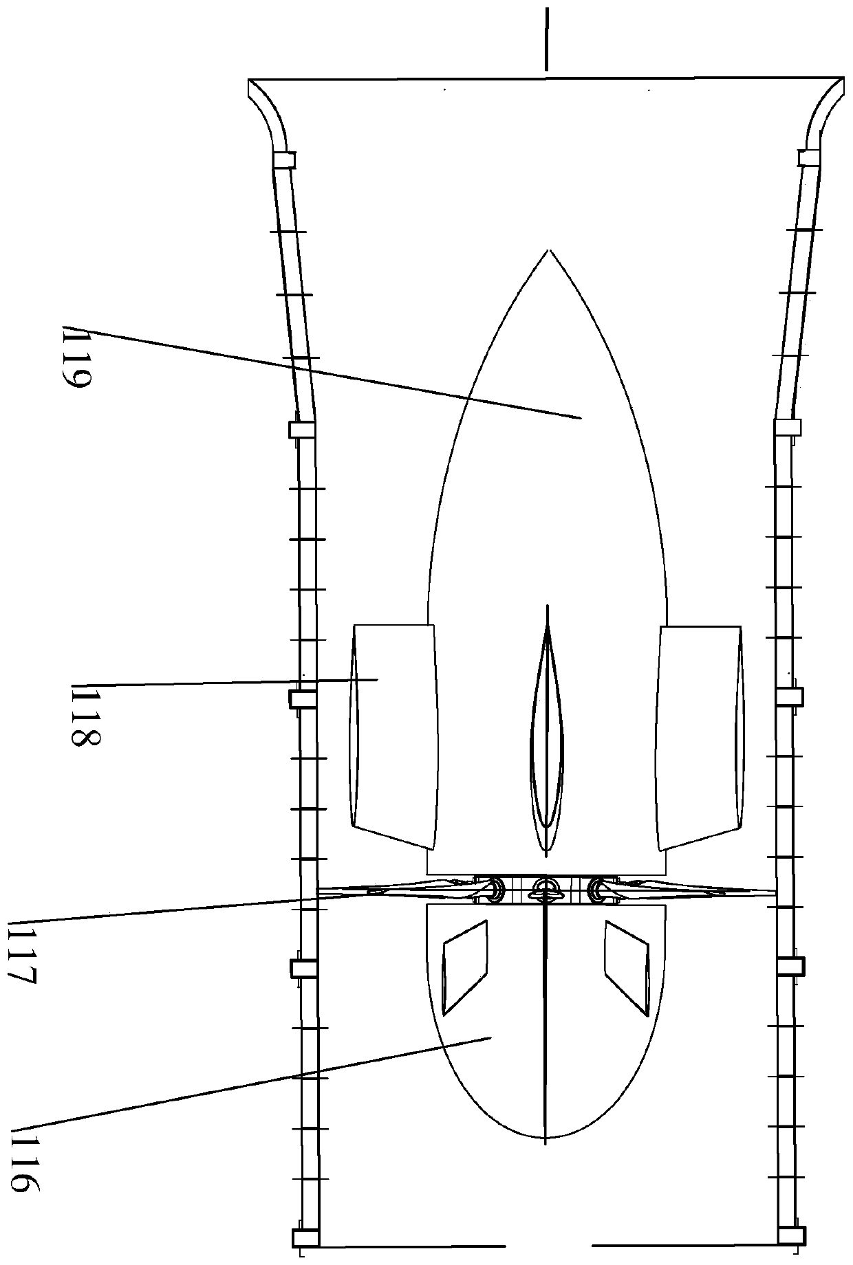 Suction gust wind tunnel with porous turning device