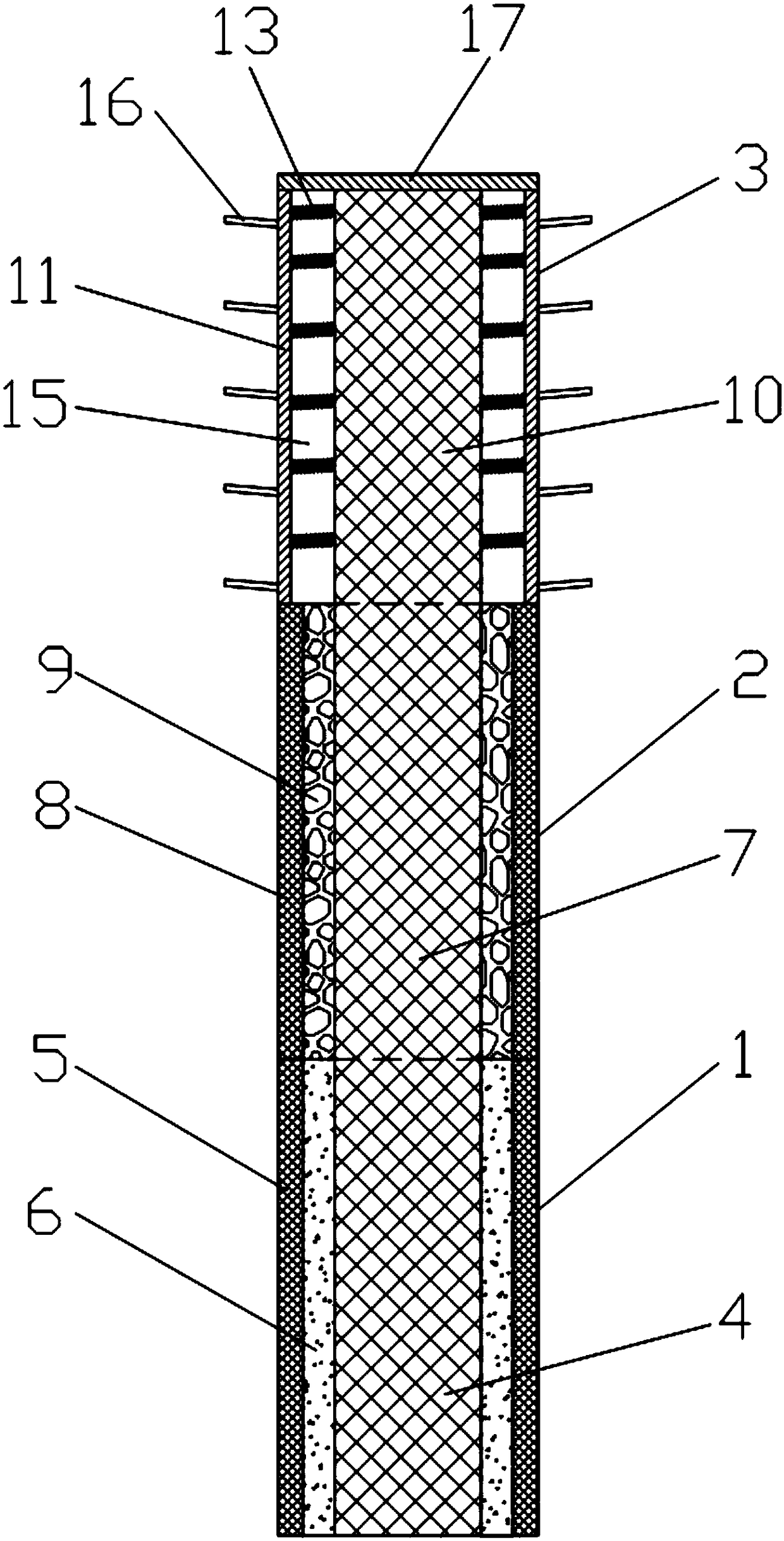Deformation self-adaptive drainage anti-slide pile for expansive soil side slope and construction method