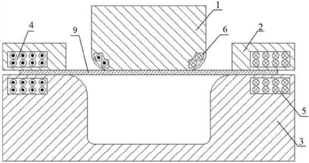 Electromagnetic forming device and method of fillet of cylindrical part