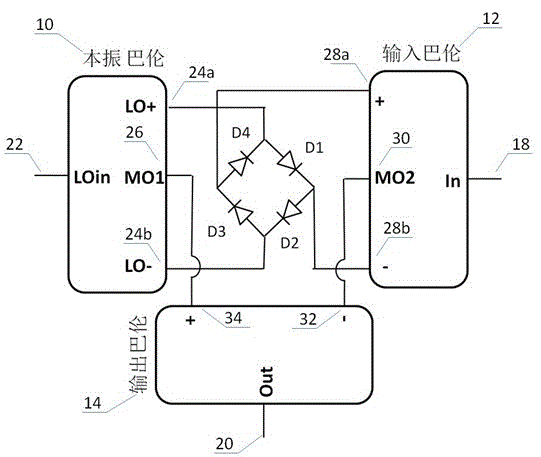 Passive three-balanced frequency converter