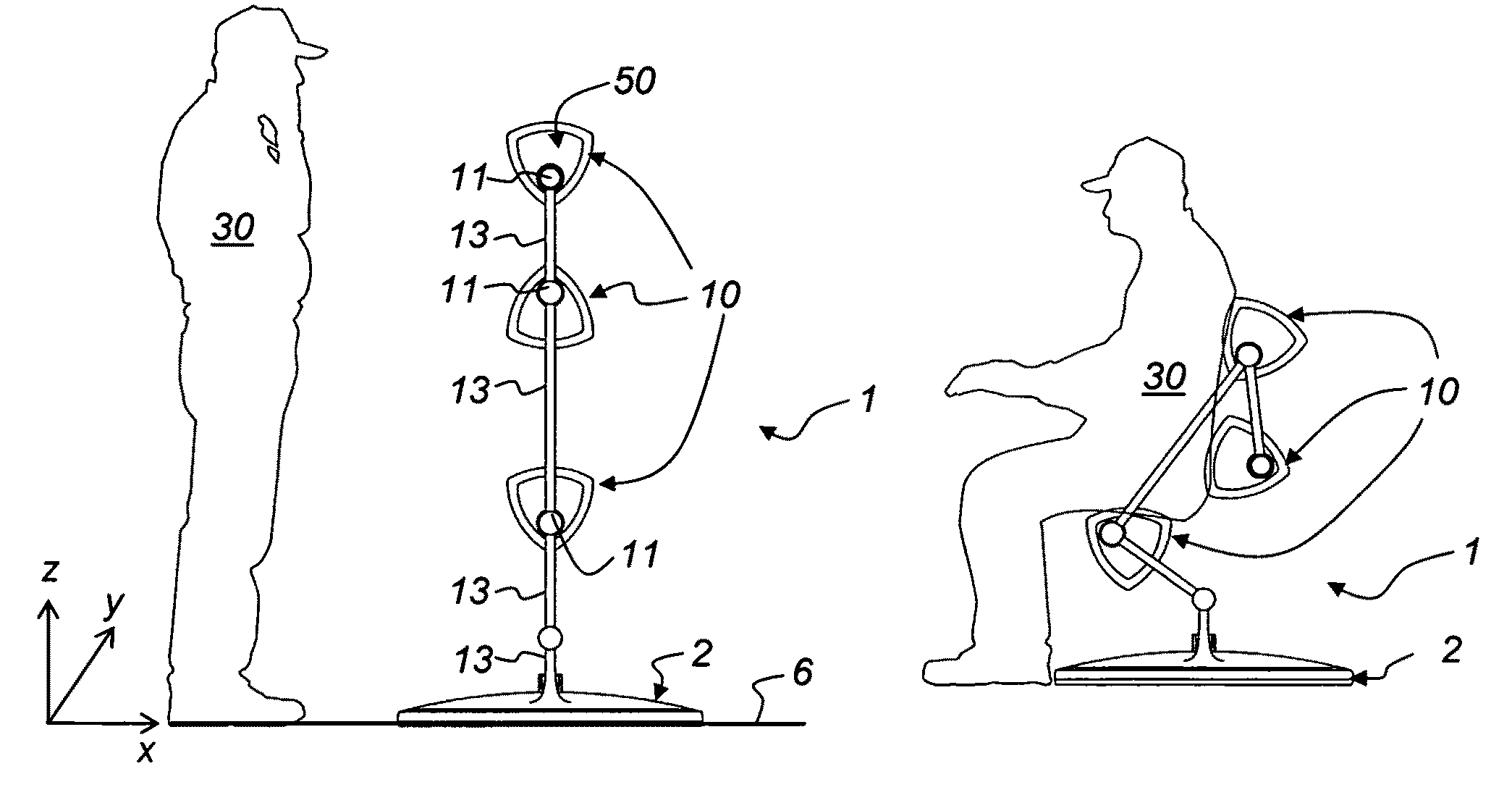 Device for supporting a human body in various positions