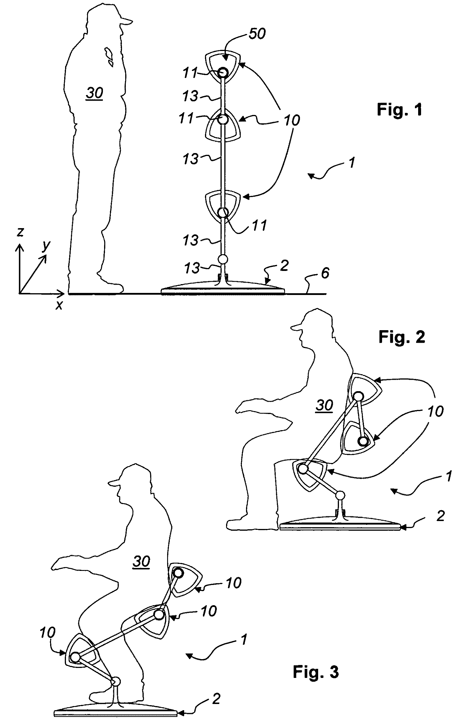 Device for supporting a human body in various positions