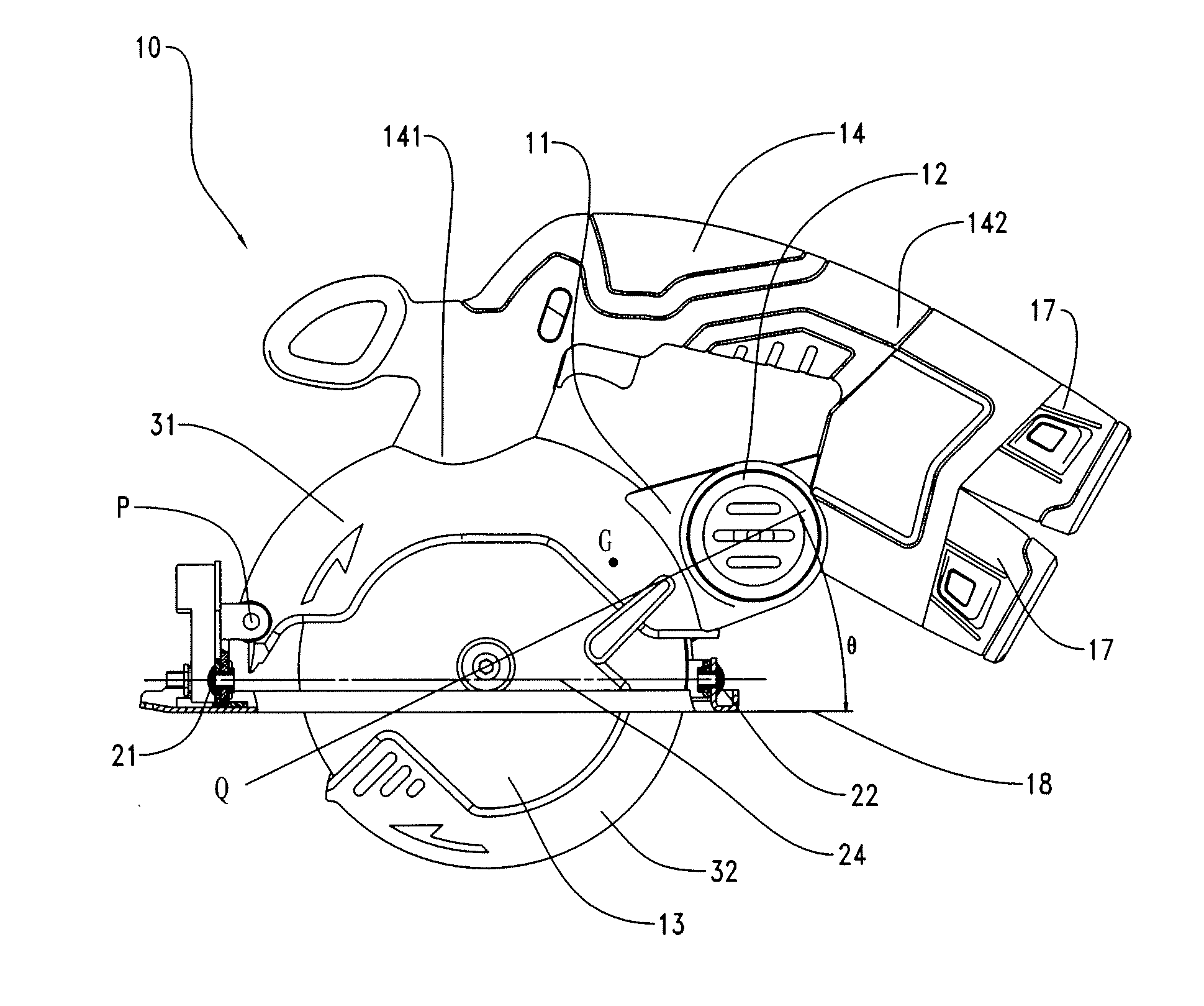 Circular saw having a direct current power supply