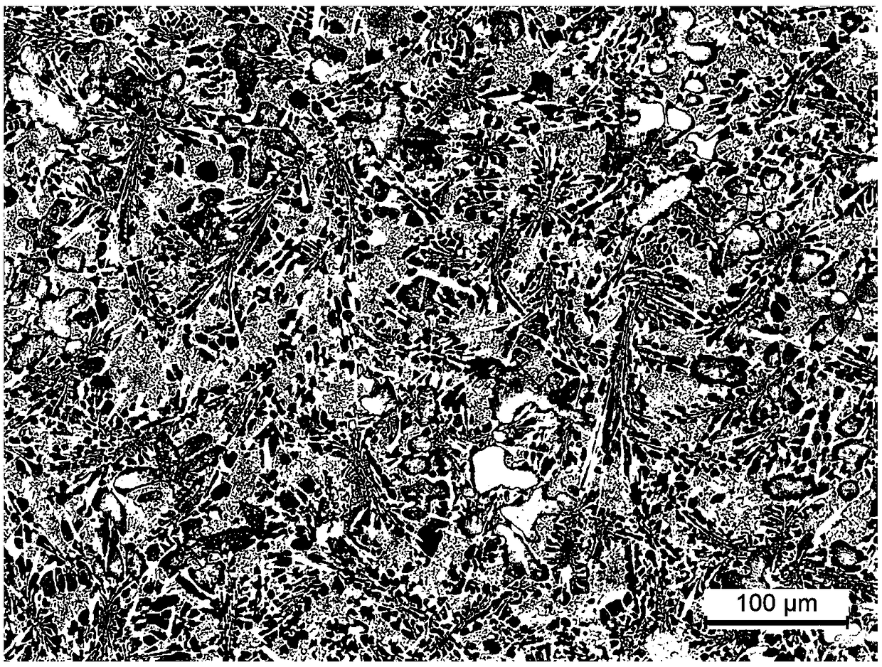 High-hardness alloy modified and toughened through lanthanum nitrate and casting method thereof