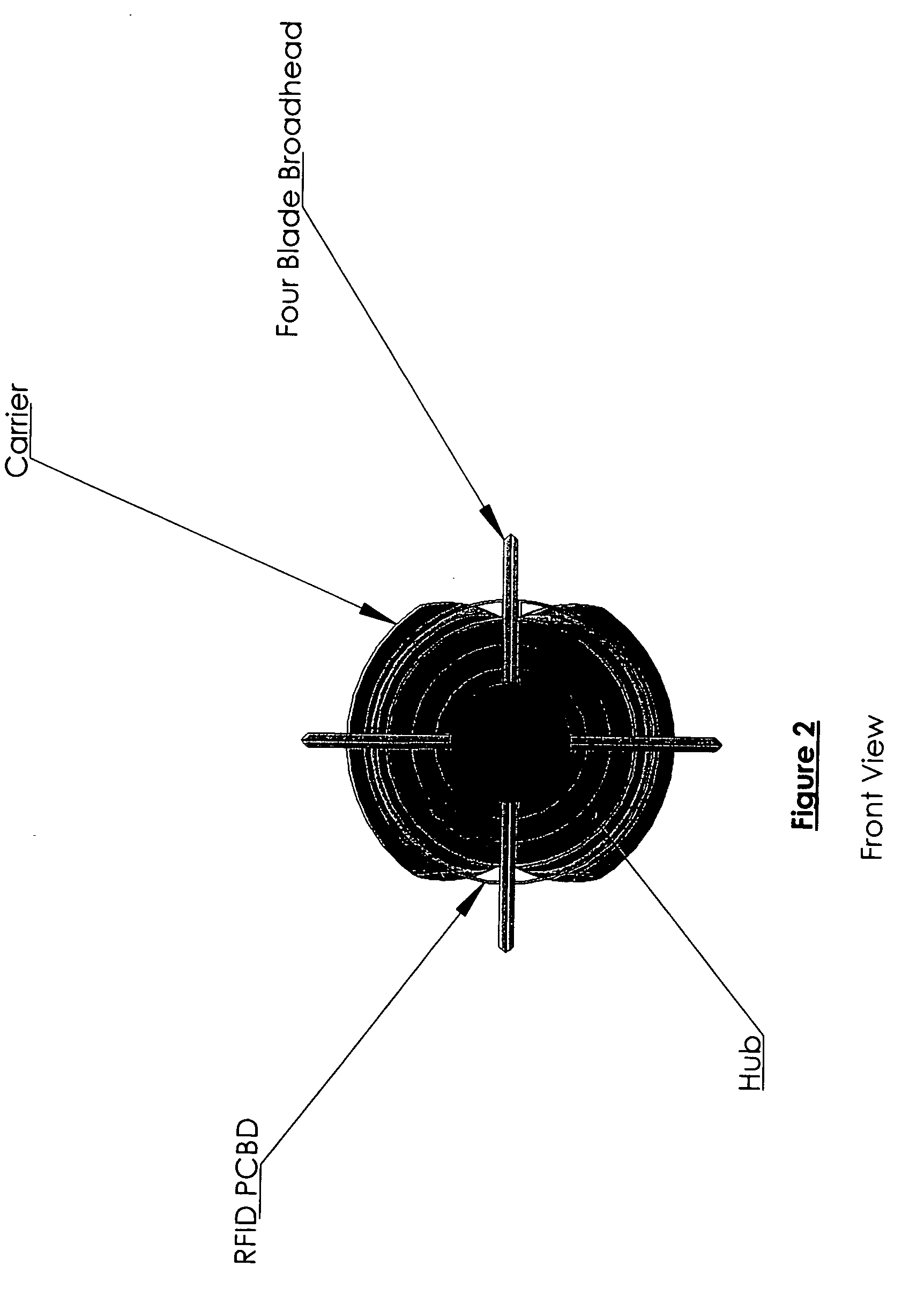 Apparatus carrying a mounted RFID circuit for the purpose of deploying and generating a tracking signal (post shot only) from an arrow