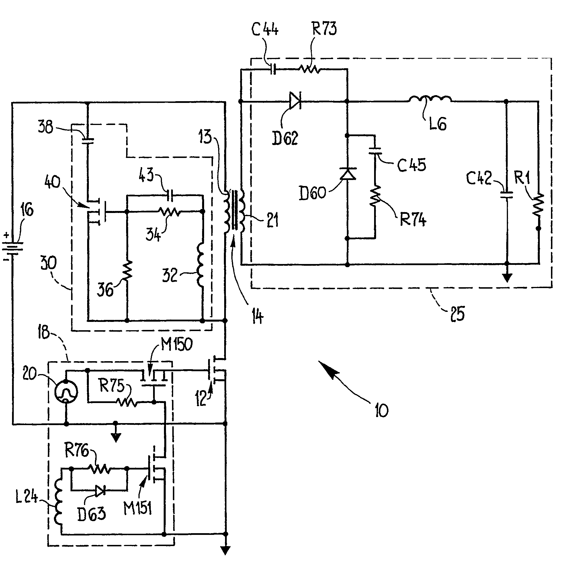 Forward converter with controlled reset