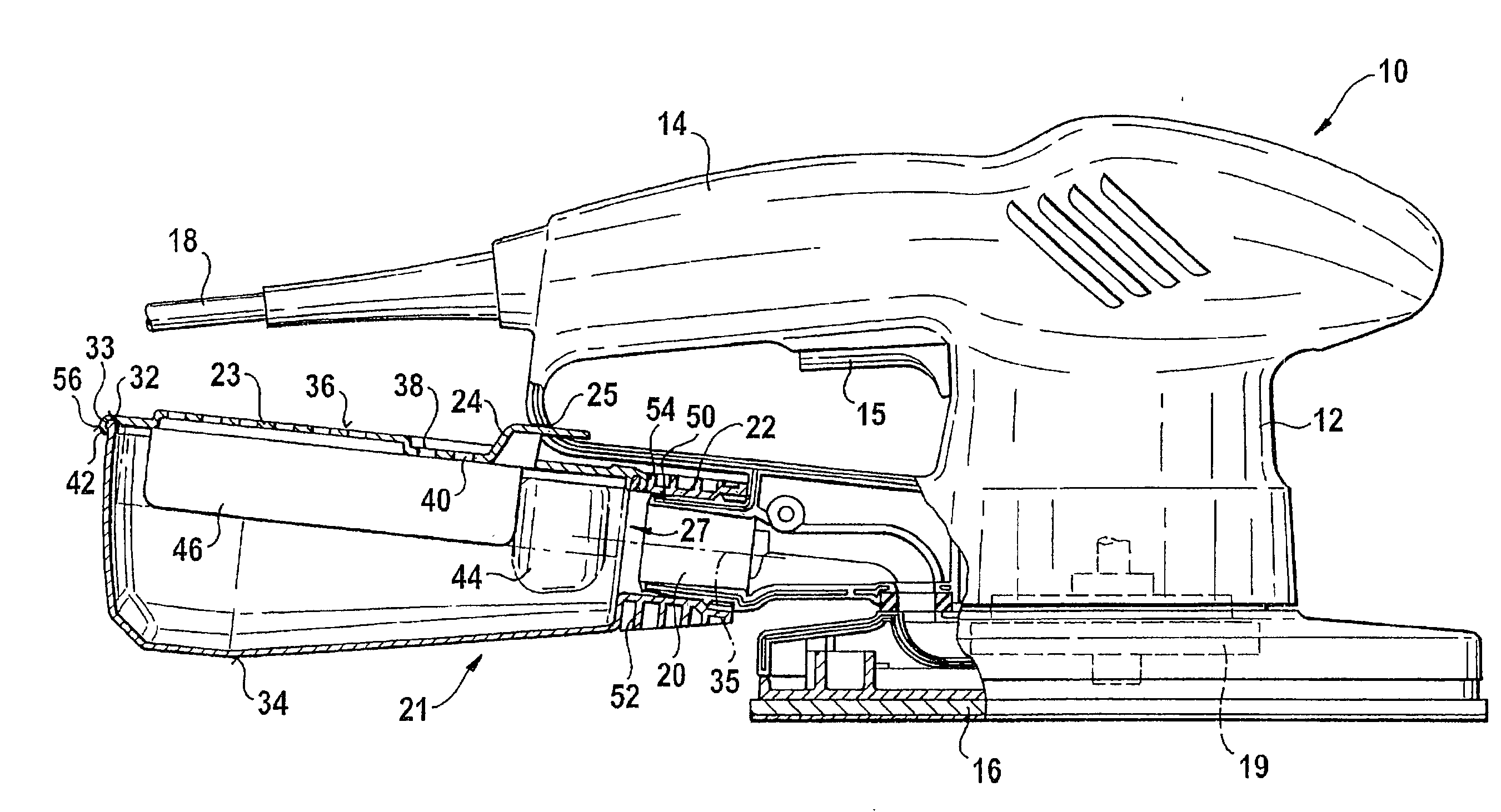 Hand-held tool with dust extraction