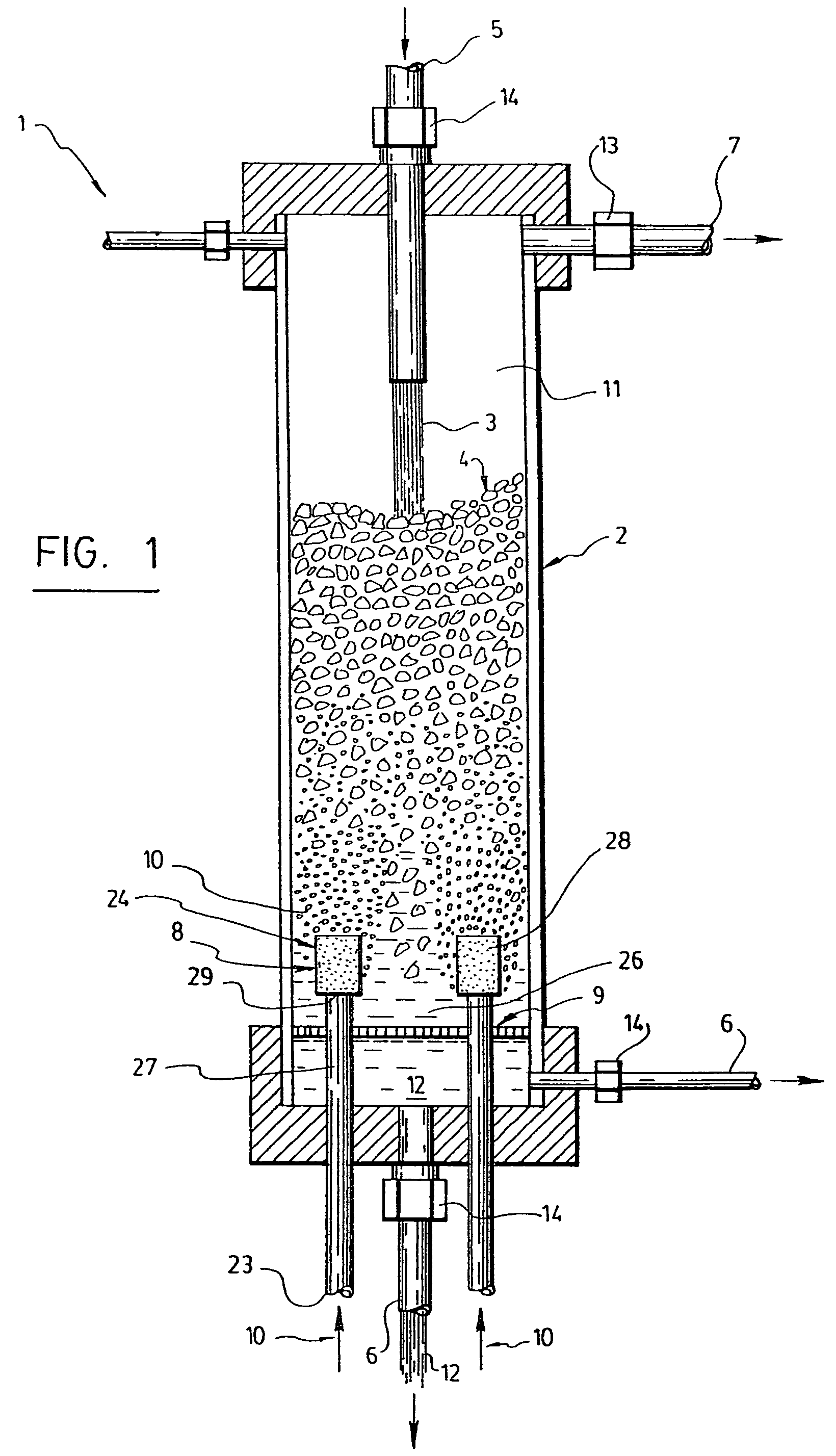 Triphasic process for gas effluent treatment