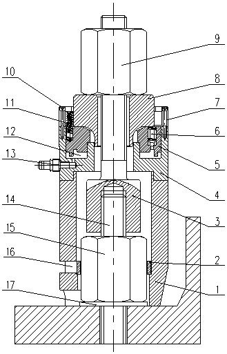 A hydraulic single cylinder tensioner