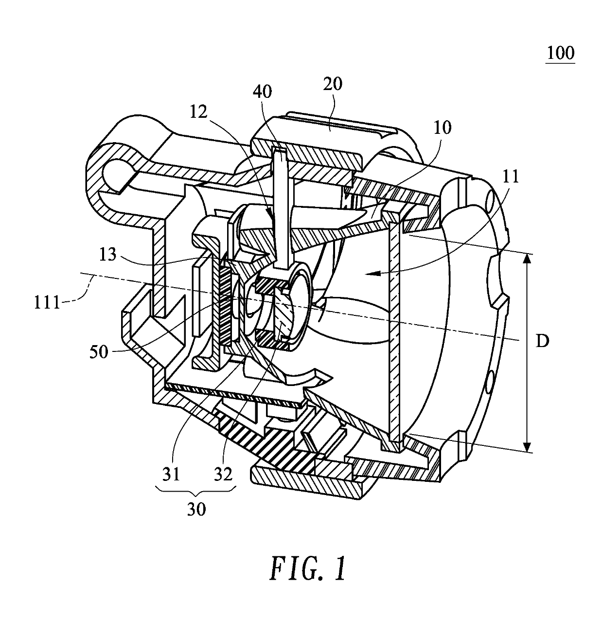 Variable focus spot light with spin type focusing structure