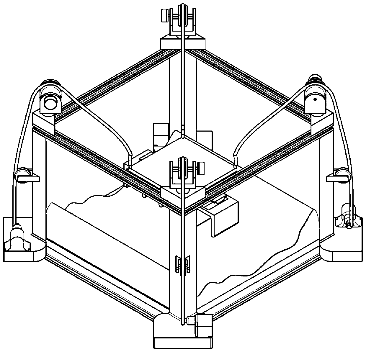 Rope driven intelligent bin smoothing parallel robot