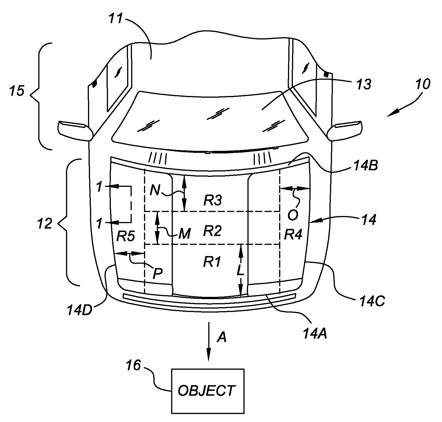 Energy Absorbing Vehicle Hood Assembly with Asymmetric Sandwich Inner Structure