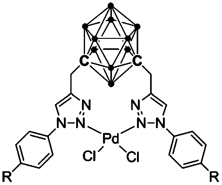Palladium complex containing meta-position carborane triazole ligand and preparation method and application of palladium complex