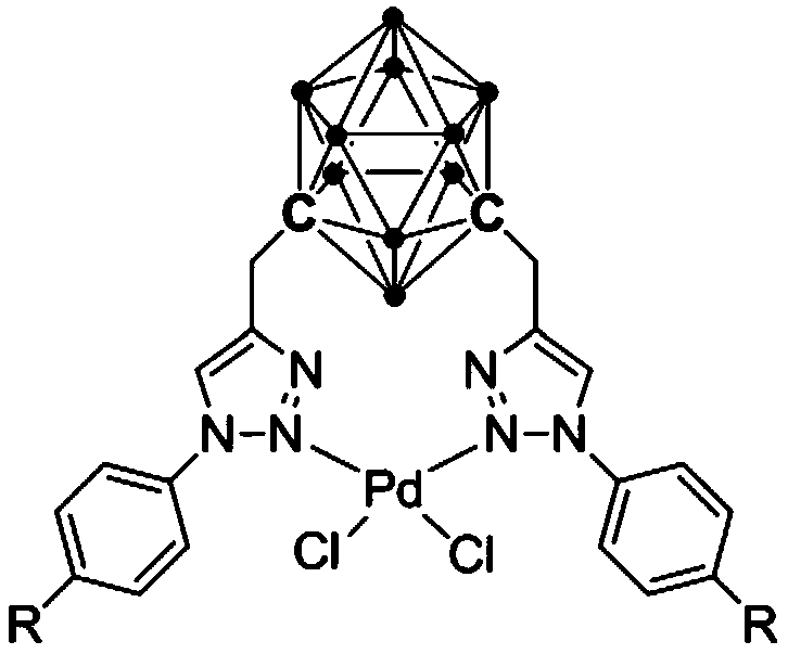 Palladium complex containing meta-position carborane triazole ligand and preparation method and application of palladium complex