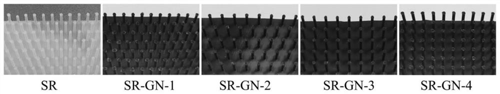 Room-temperature vulcanized silicone rubber graphene bionic antifouling composite material with bubble adsorption function