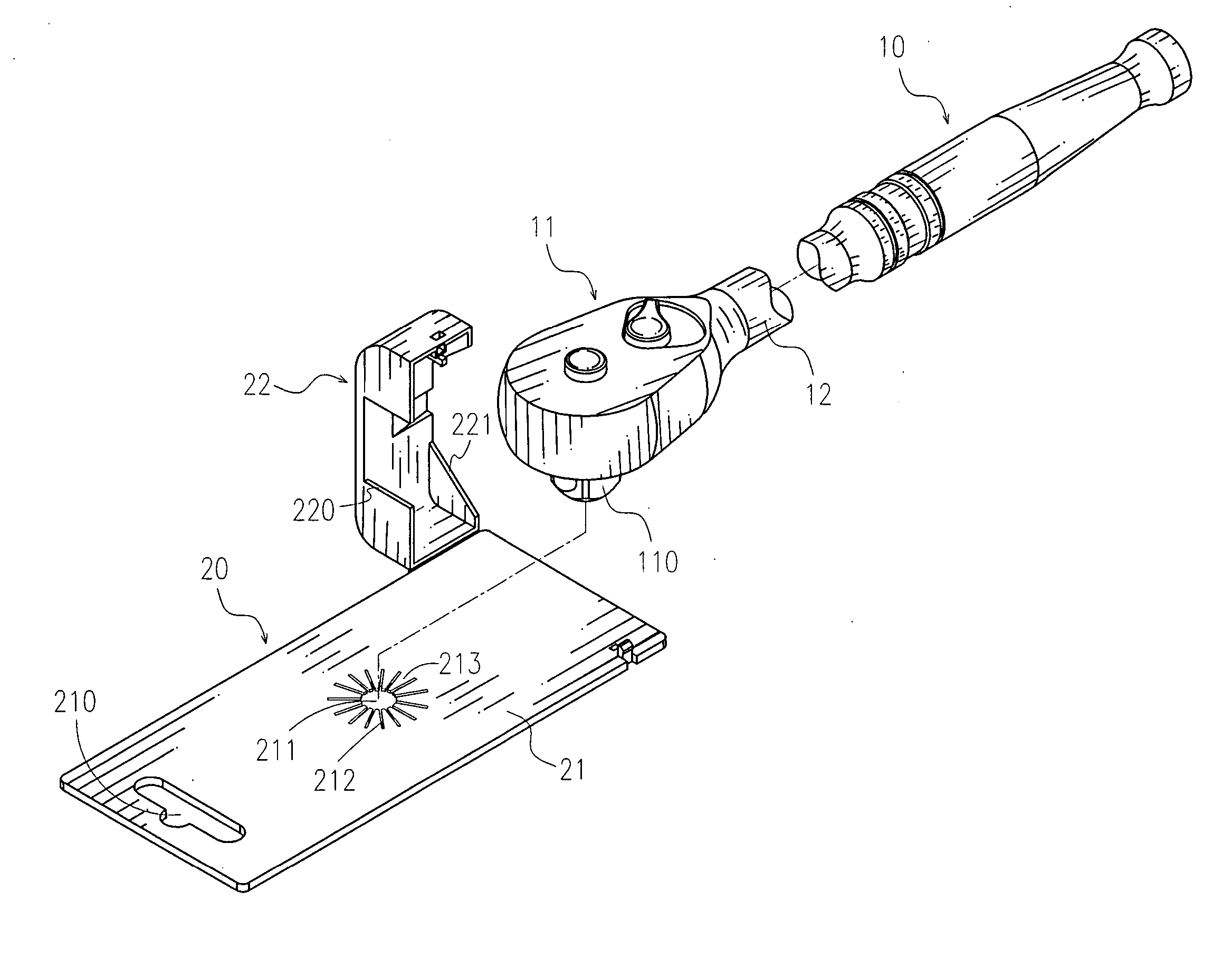 Tool display rack having holding and rotation test functions