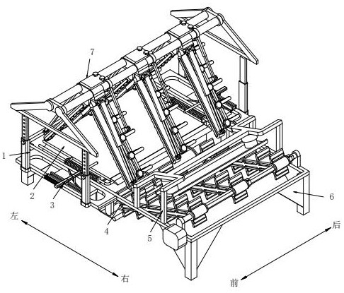 Log distributing and unloading machine for wood processing