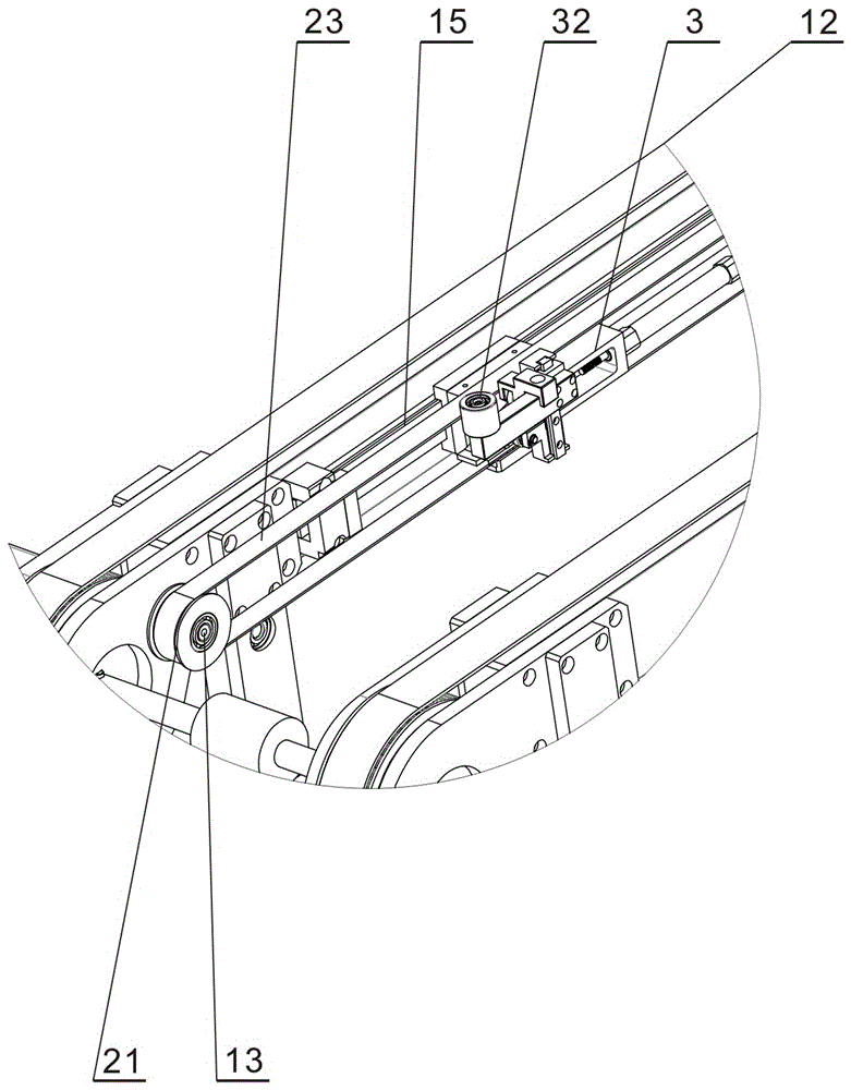 A glass positioning device for a photovoltaic cell string typesetting machine