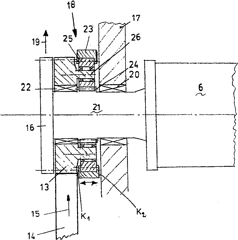 Driving device for a processing machine