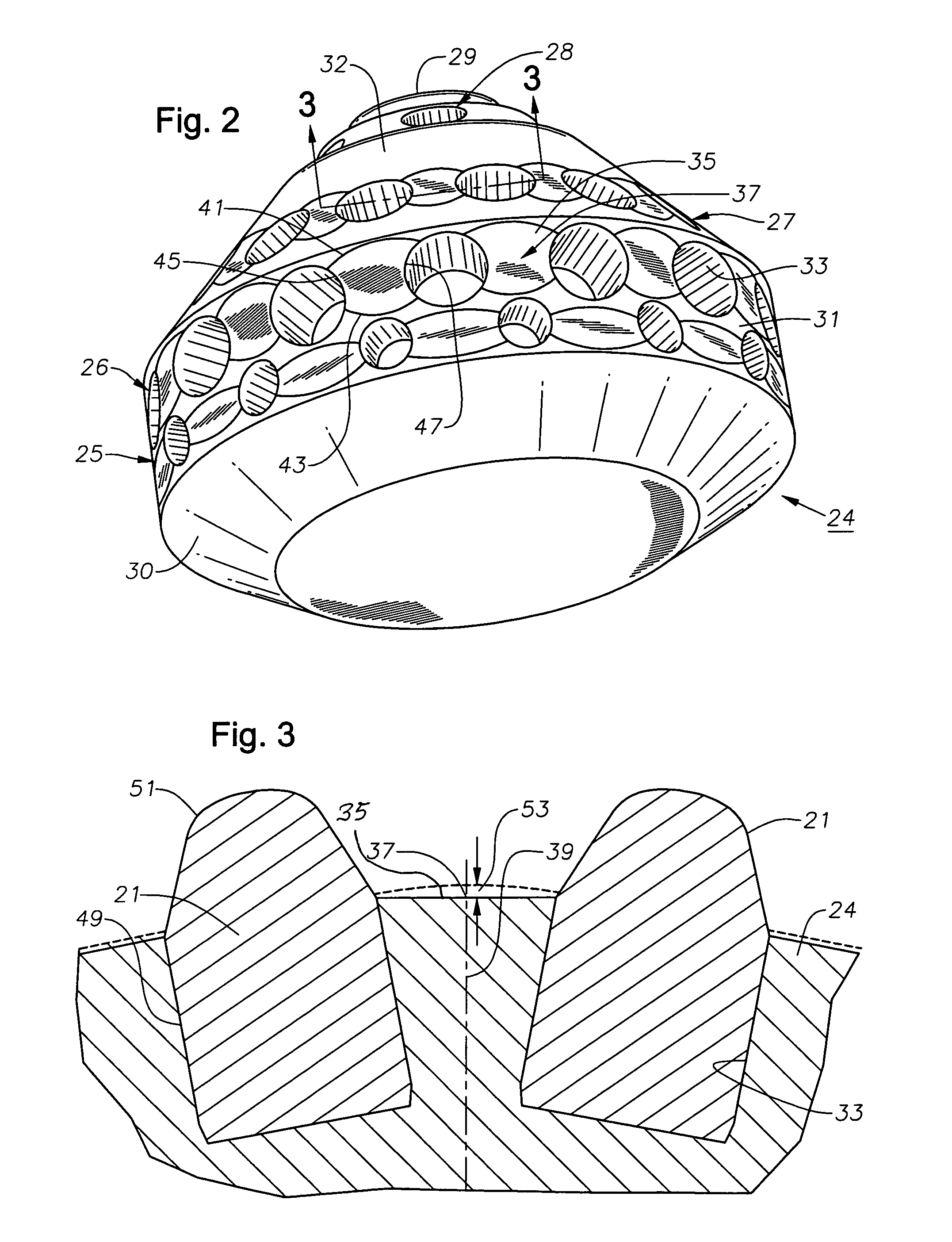 Increased projection for compacts of a rolling cone drill bit