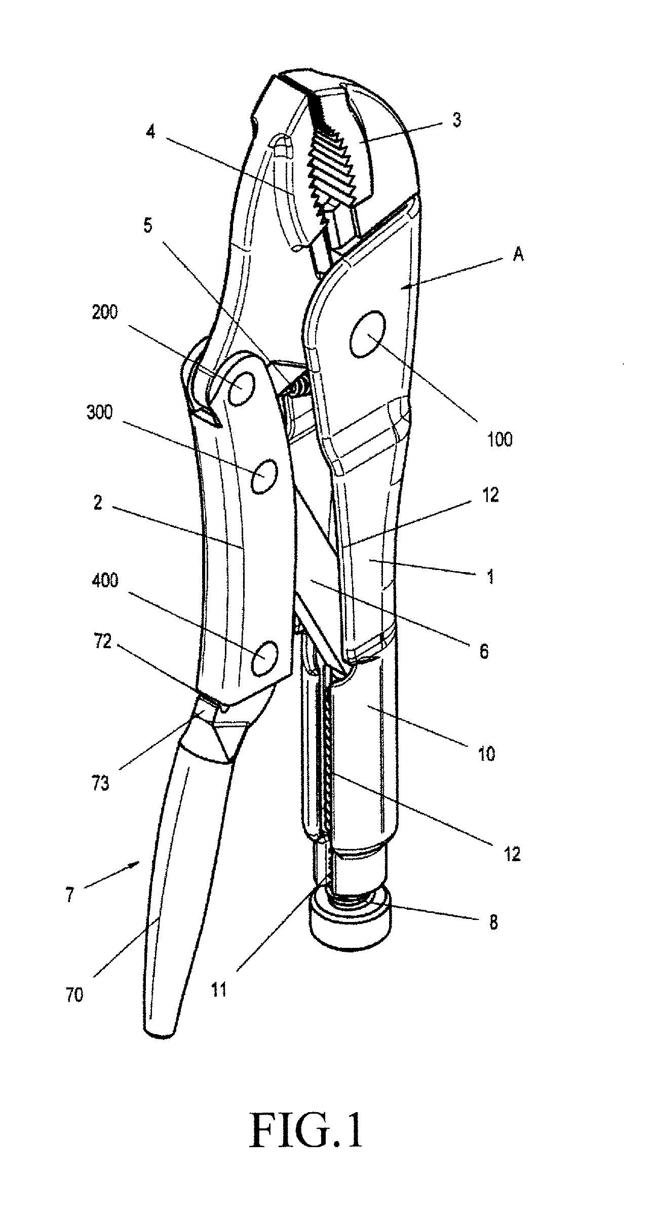 Simple structure of locking pliers for releasing and opening handles and jaws through fast and direct pulling