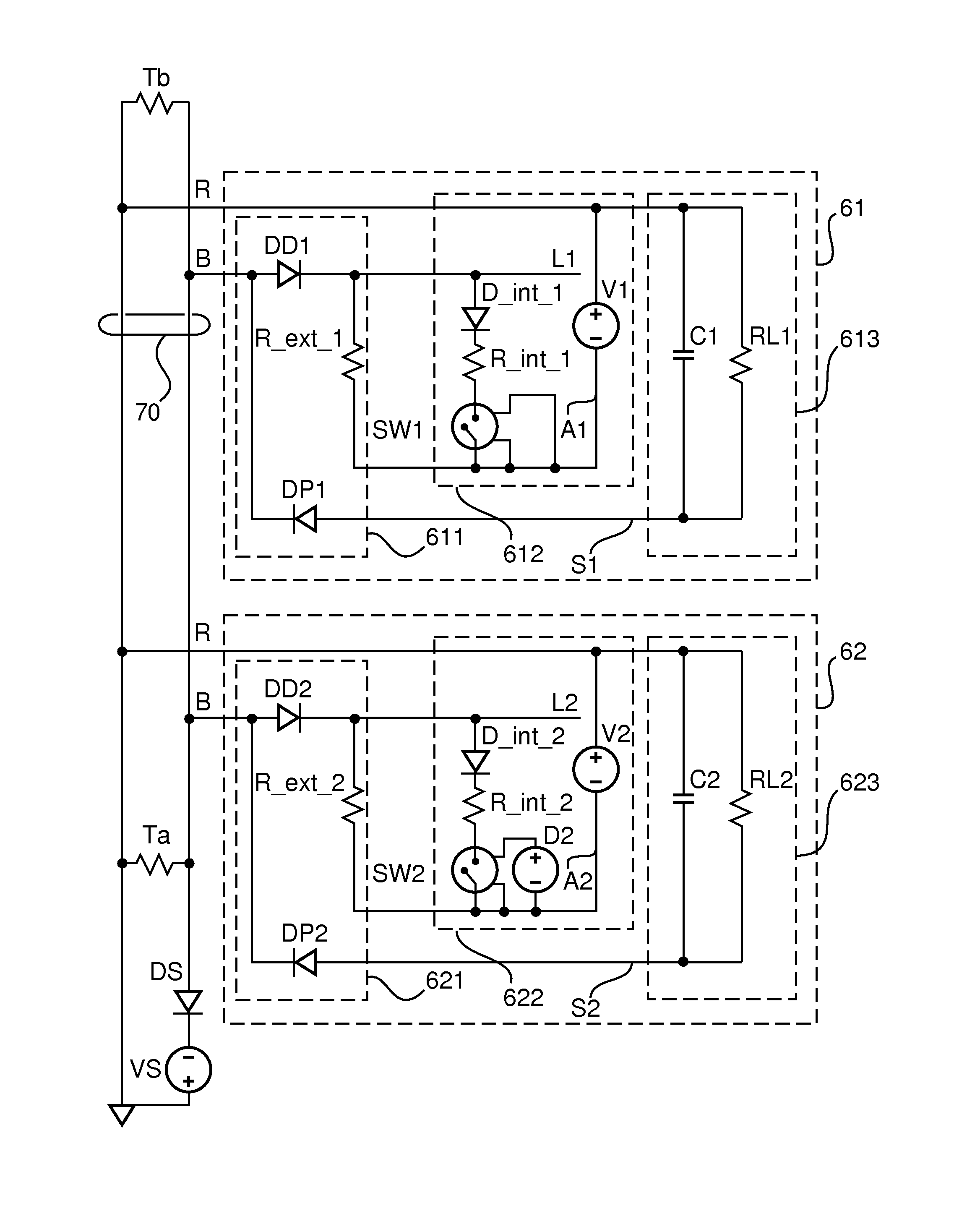 Method and apparatus for multiplexed power and data supply via a two-wire data communication cable