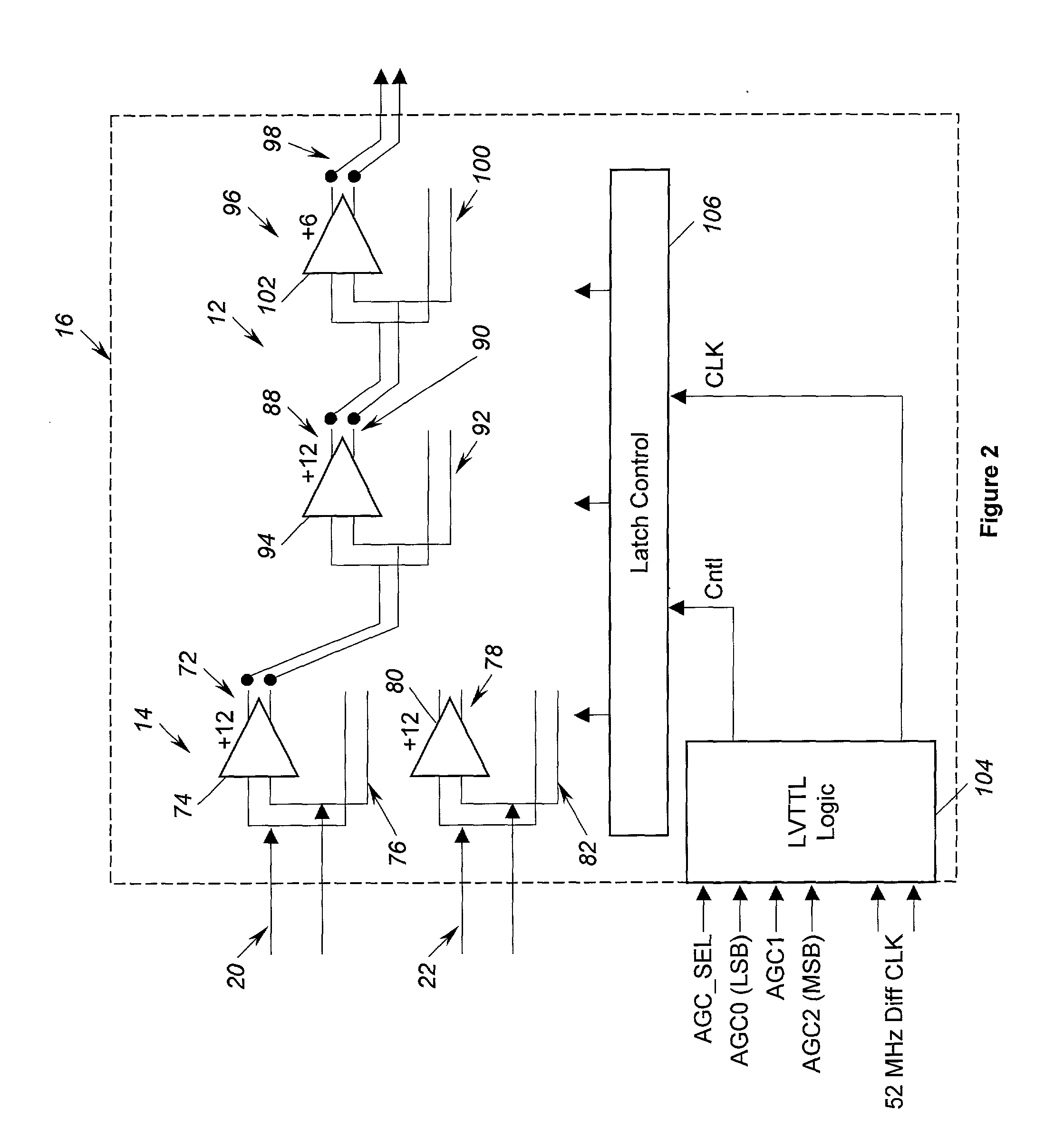 Combined multiplexer and switched gain circuit