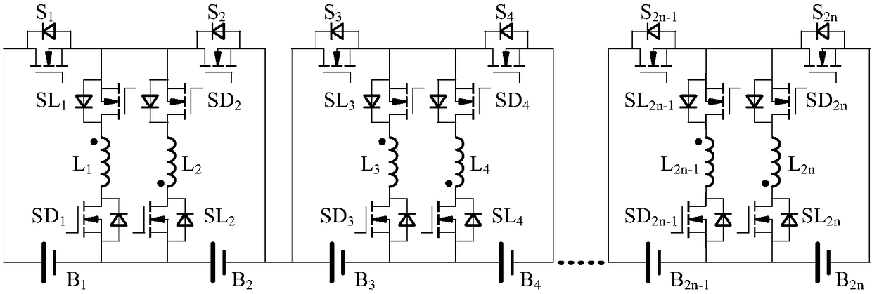 Device and method for equalizing series energy storage with point-to-point path