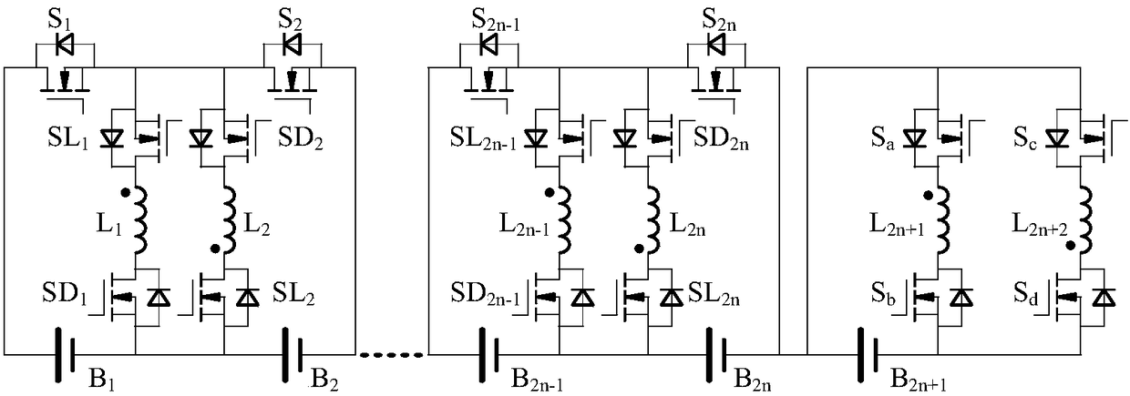 Device and method for equalizing series energy storage with point-to-point path