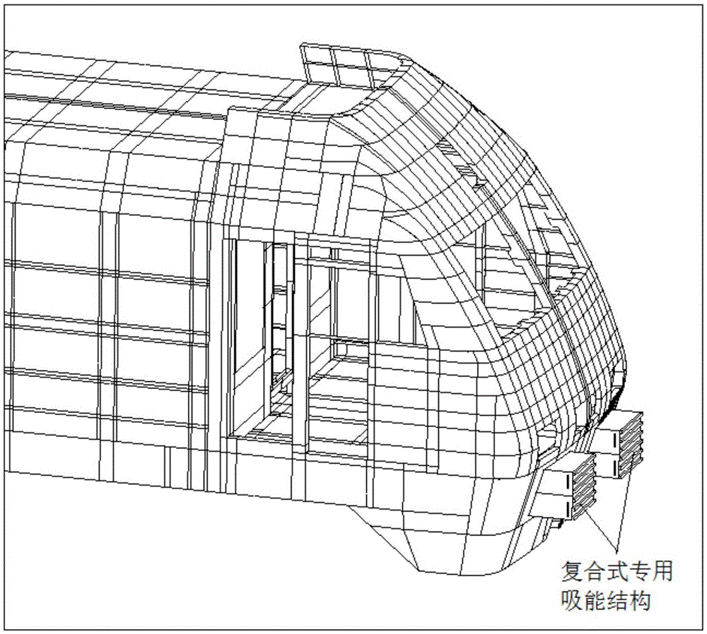 Guide combination type special energy absorption structure and application thereon on train