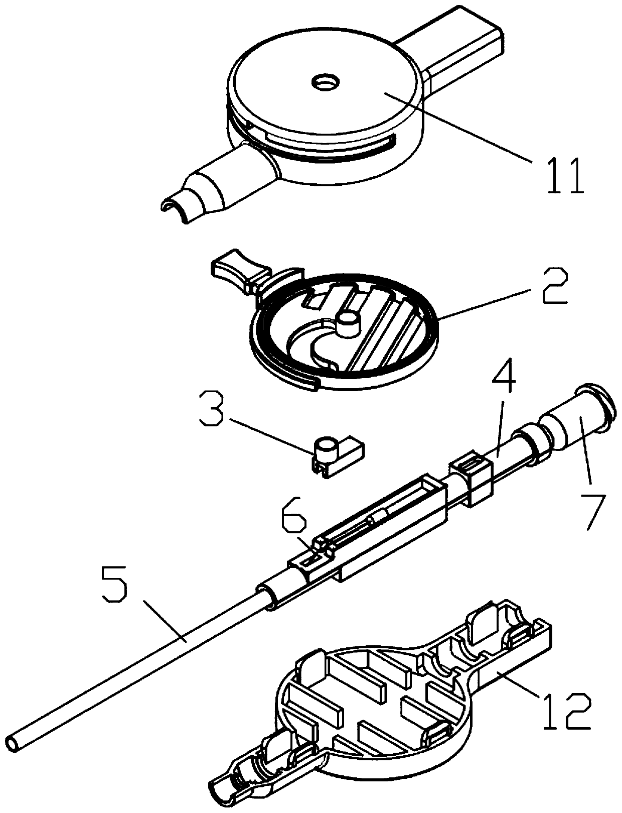 Adjustable bent sheathing canal adjusting handle and adjustable bent sheathing canal system