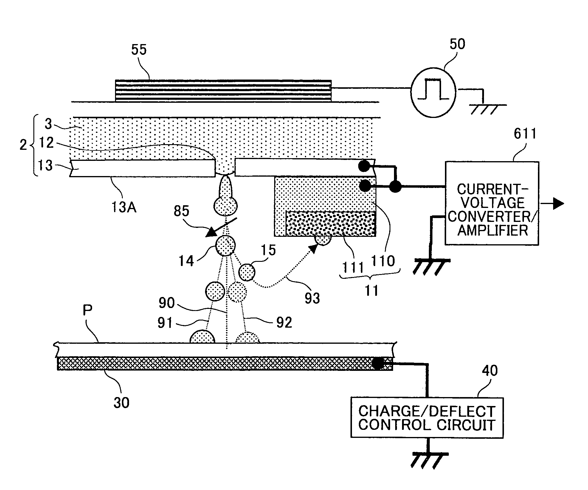 Detection device for detecting ejection condition of nozzles