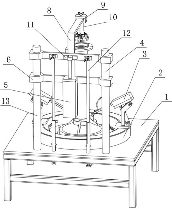 A computer-controlled welding device for supporting bridge tube and blind shell and using method