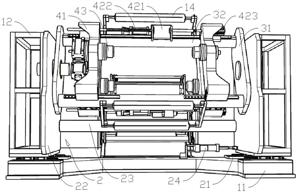 Automatic unwinding, tape connecting and deviation rectifying device